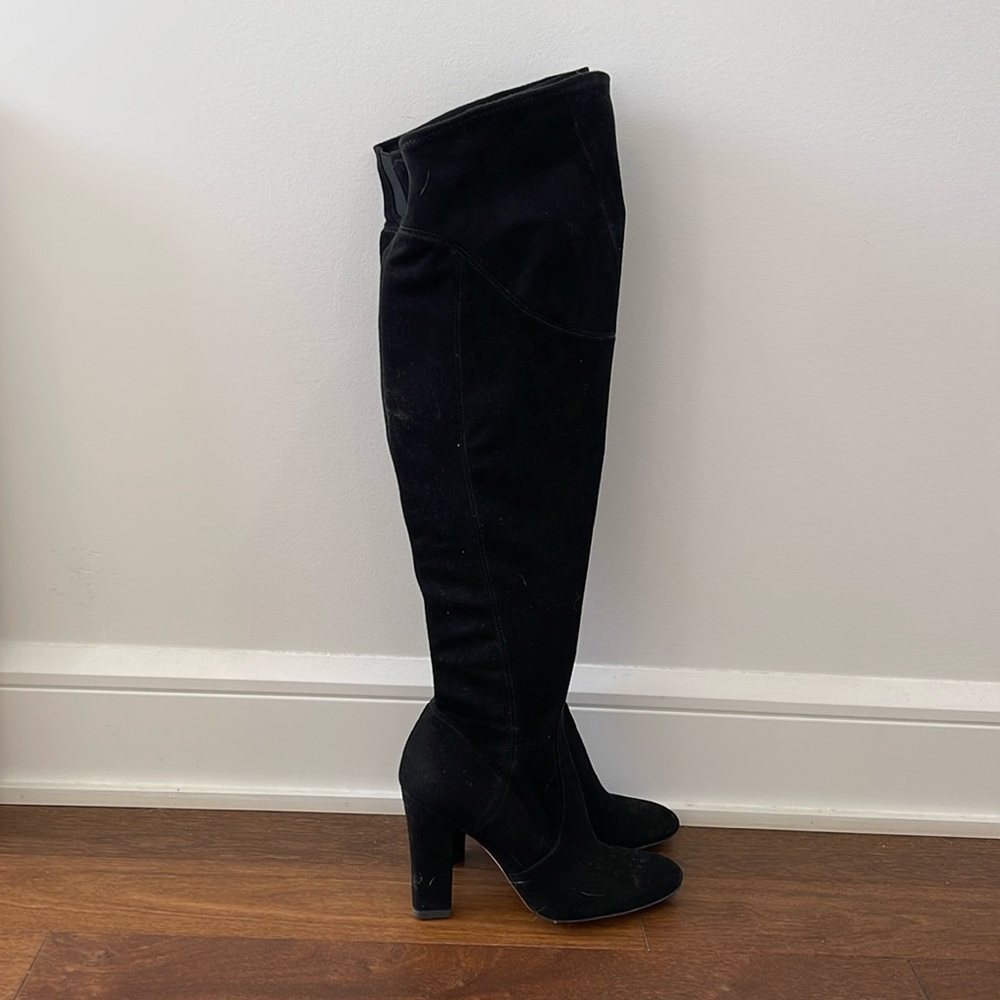 BLACK SUEDE KNEE HIGH BOOTS